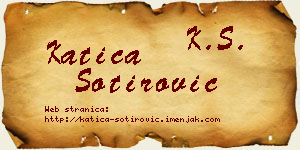 Katica Sotirović vizit kartica